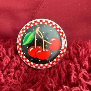 Vintage Mary Engelbreit Cherry Cabinet Knob Red and Black Design
